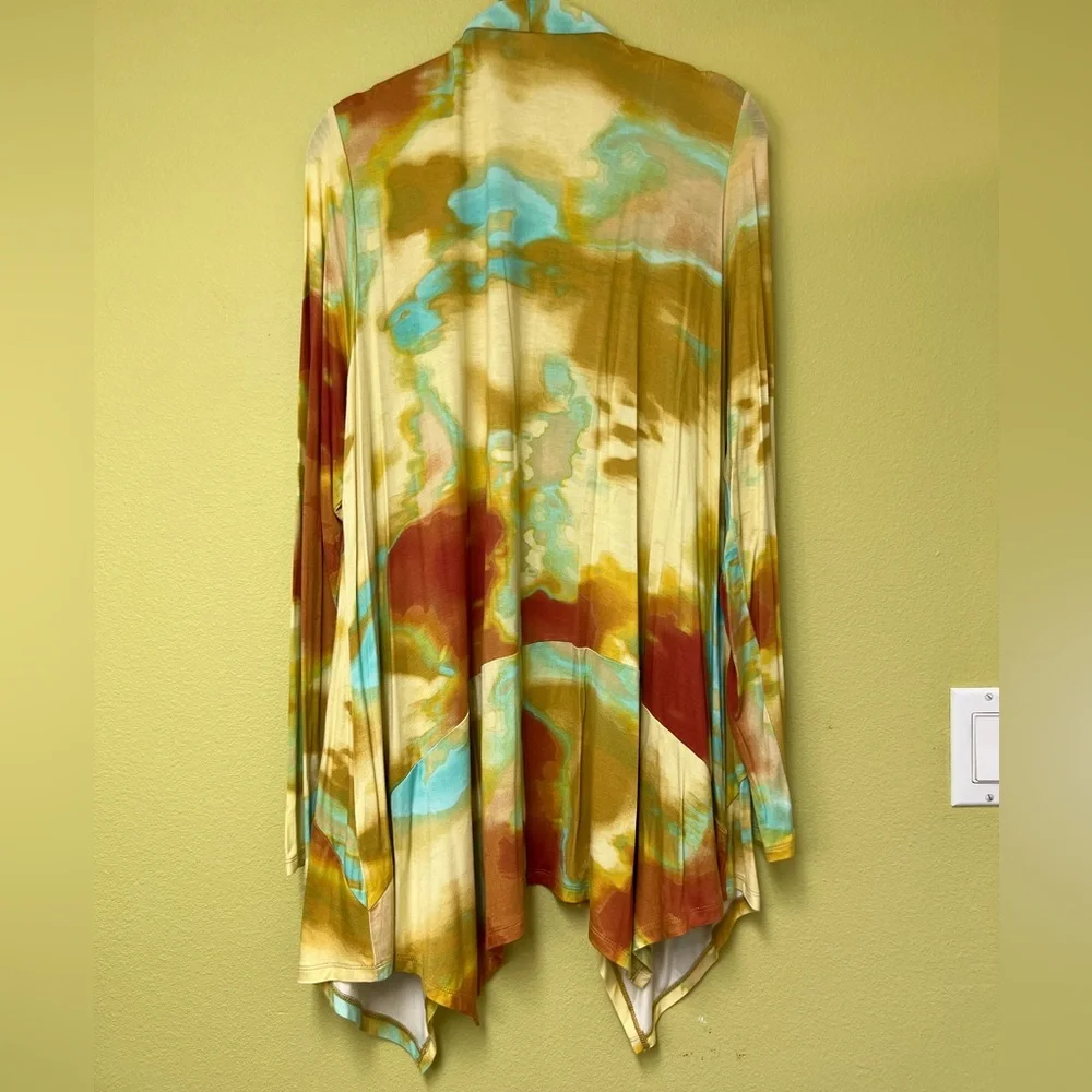 LOGO by Lori Goldstein Yellow and Green Cardigan - Picture 11 of 11